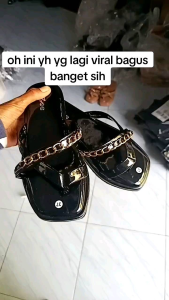 sandal wanita platform super tebal & empuk motip rantai gold bisa COD zize 36 &41