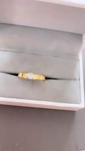 Cincin Titanium Aksen Mata Pinggir Rose Gold Wanita Simpel CXB299