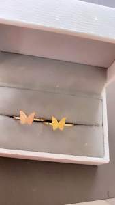 Cincin Kupu-Kupu Titanium Gliter Gold Dan Rosegold CXB338