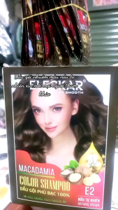 ELECKAR Macadamia Color Shampoo E2 màu nâu tự nhiên 100% dầu gội phục hồi