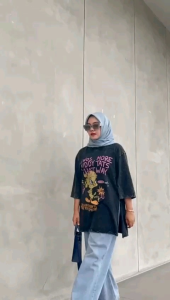 Kaos Wanita Jumbo Ld 120 Survive / Atasan Wanita Hijab / Baju Oversize Wanita Ld 120