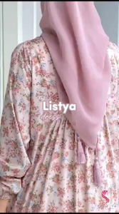 Dress Muslim Listya Bahan Katun Rayon LD 115cm PJ 135cm