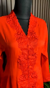 Bisa COD Kebaya Tunik Bordir Senada Tangan Panjang Bahan Katun Motif Bunga.