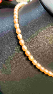 Dây chuyền ngọc trai ánh hồng pha chút cam hột nhỏ 5li xinh xắn