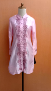 atasan tunik wanita pink muda pastel FAURINA cewek S M lengan panjang MEWAH