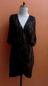 mini midi dress wanita hijau coklat HAUTE HIPPIE cewek M vneck MEWAH model kimono cute santai outer