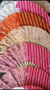 Souvenir Kipas Batik Jumbo Kombinasi Kain Broklat Natural