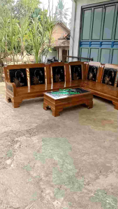 kursi tamu sudut teratai kayu jati terlaris set kursi tamu minimalis jati
