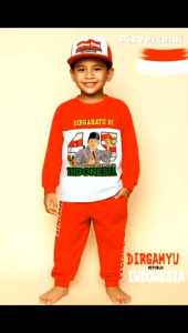 Setelan anak laki-laki dan perempuan usia 1-10 tahun motif terbaru Garuda merah putih untuk Acara agustusan/Baju setelan anak laki-lai dan perempuan merah putih