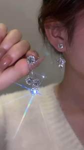 (Bebas beli 2 dapat bonus) A145 COD Anting zircon pesta juntai drop elegan mewat titanium wanita Korea