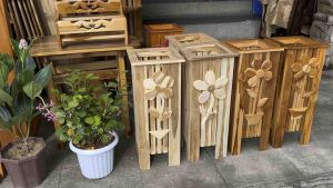 กล่องไม้สักเสียบร่ม/เสียบไม้กวาด คละลาย