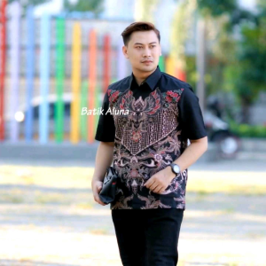 Aluna Batik Pria Premium Lengan Pendek Full Furing PD 008