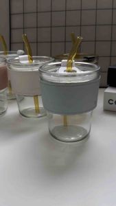 Tumbler Gelas Kaca & Sedotan Aesthetic Bottle Cup 400ml