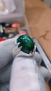 Akik Sisik Naga hijau alpaka ring