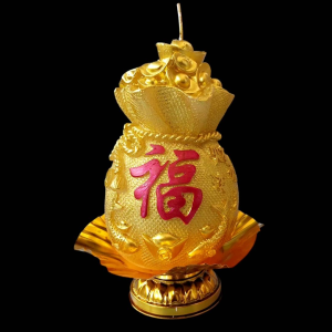 Lilin Sembahyang Emas Warna Emas Gold Motif Fu Hok Nyala 24 Jam