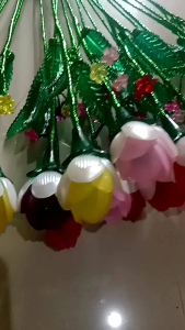 Bunga Hias Akrilik Tulip Pertangkai Kombinasi Silver