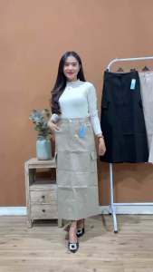 Celana Rok Cargo Wanita Twill Combed: Desain Kasual & Nyaman