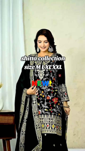 [PRE-ORDER] 2025 SEPT READYMADE BLACK BOLLYWOOD SUIT WITH PALAZO PANT WITH EMBROIDERY SEQUINS WORK SIZE M TO 2XL ( DELIVERY 10 WORKING DAYS) ETA: 2025-12-30