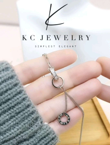KC Jewelry S925 Silver White Gold Plated Diamond 2 Circle Bracelet