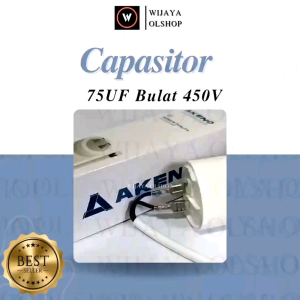 Kapasitor 75uf 450VAC Bulat Kabel - Colok Runing/AKENO Premium