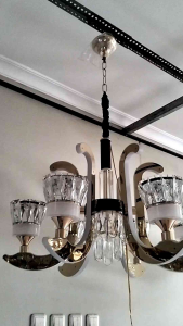 Good Jaya Lighting Lampu Gantung Crystal LED Minimalis 3 Warna Cahaya Cabang 6 Modern Elegan 9012
