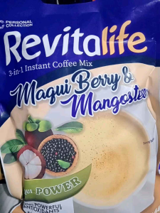 Personal collection REVITALIFE 3 n 1 instant coffee mix  Maqui Berry and Mangosteen offers anti oxidant 22g x 20 sachet