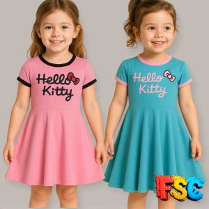 TRENDY KITTY BALLOON DRESS FOR KIDS FREESIZE