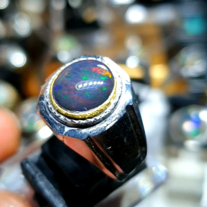 Kalimaya Black Opal Banten & Jaronh Dim 11*9*5 mm Ring Size 7/8
