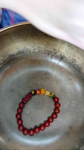 PIYAO MONEY CATCHER W/ FIVE ELEMENT IN CINNABAR STONE CHARM BRACELET
