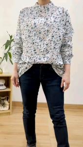 ECLAIRE 02L Blouse Motif Floral Flower Bunga Lengan Panjang Longsleeves Korea Kasual Import 2801