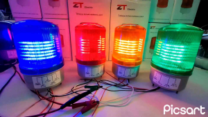 ZTไฟไซเรนไฟฉุกเฉินไฟบอกสัญญาณแบบ LED 12V 24V 110V 220Vไฟหมุน Rotary warning lightไฟเตือนรุ่นLED-LTE-1101 New 3IN1