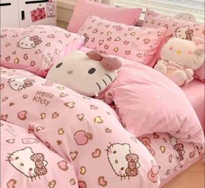ผ้าปูที่นอน ผ้าห่มนวม(ลายคิตตี้ ของใช้คิตตี้) ขนาด 3|5|6 🛌 ฟุต เนื้อผ้าคอตตอน 100% หนานุ่ม นอนสบาย🛒🌷🌸🌈