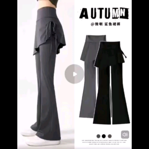 Slightly flared pants fake two-piece new style womens hip-covering slimming casual yoga bottoming horseshoe shark pants