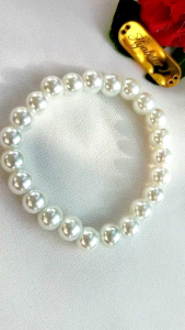 Hjabnur1 - Gelang Mutiara Putih 8 mm Handmade