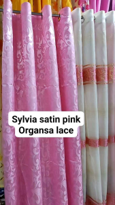 sylvia satin (72 inches) 6ft 3 in1set & per pc ring curtain window