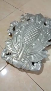 ornamen pagar besi mahkota cermin rapat 40x50cm dua sisi hiasan pintu pagar