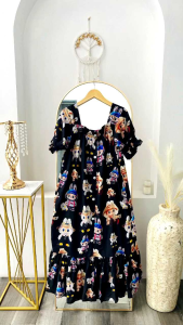 [Salsa Dress] Daster Wanita Rayon Motif Labubu | Nyaman Terbaru Remaja Dewasa Ruffle Busui Friendly
