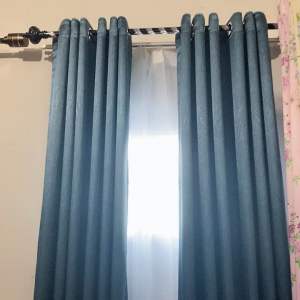 Gorden Biru DENIM Blackout Polos Glossy 6 Gelembung Tinggi 200 cm