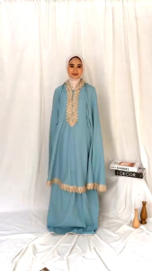 Mukena Dewasa 2in1 Katun Polos Mix Renda Mewah Resleting Jumbo