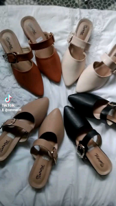 Sararae Sandal Mules Hak 3cm Gesper Mutiara Terbaru 2024