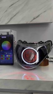 Lampu depan Spin New custome Biled ASLI projector 25 in devil RGB Ring slim + Relay