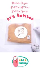 LIL BUBBA BAMBOO BABY ZIPPER SLEEPSUIT PYJAMAS WITH FOLDOVER MITTENS AND SOCKS