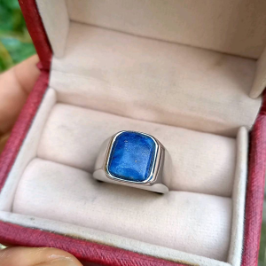 Cincin Batu Lapis Lazuli Asli Mewah Elegan