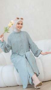 Oneset Tunik Rayon Valencia & Faza Set Katun Rayon Valencia Busui Friendly LD 110cm All Size Fit to Xl