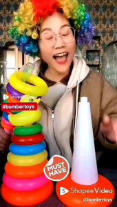 MAINAN ANAK SEGI 6 KECIL KARAKTER AYAM BEBEK GAJAH RAINBOW ORING RING DONAT 7 PCS