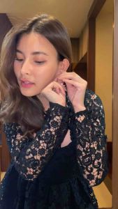 MG094-0823 : มินิเดรสสีดำ Black Lace Long Sleeve Dress