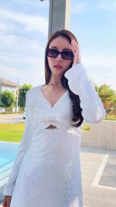 MG177-0125 : มินิเดรส White Sequin Dress