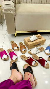 Sandal flat wanita kulit papirut garut model sol Aquila