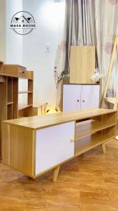Kệ TV Để Sàn Phòng Khách Phòng Ngủ 1m2 Cánh Mở Hiện Đại Chất Liệu Gỗ MDF