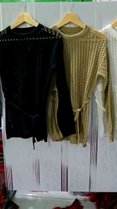 Yuruma Outter Rajut Wanita: Cardigan Rajut Premium Bolong-Bolong Top Knittwear Korean Style Outter Allsize